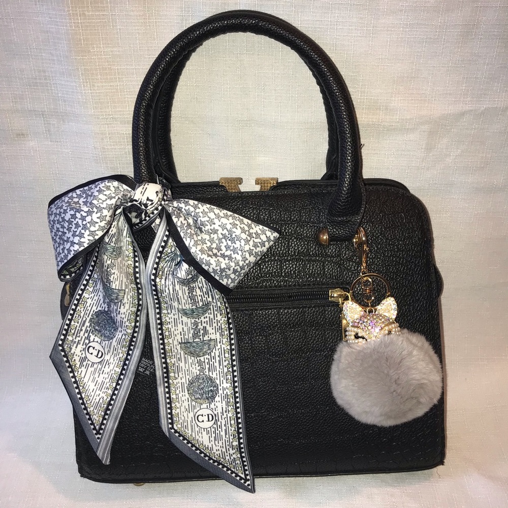 2 in 1 Twilly Purse Starry Night Moon Women Scarf Headband Pink Black White